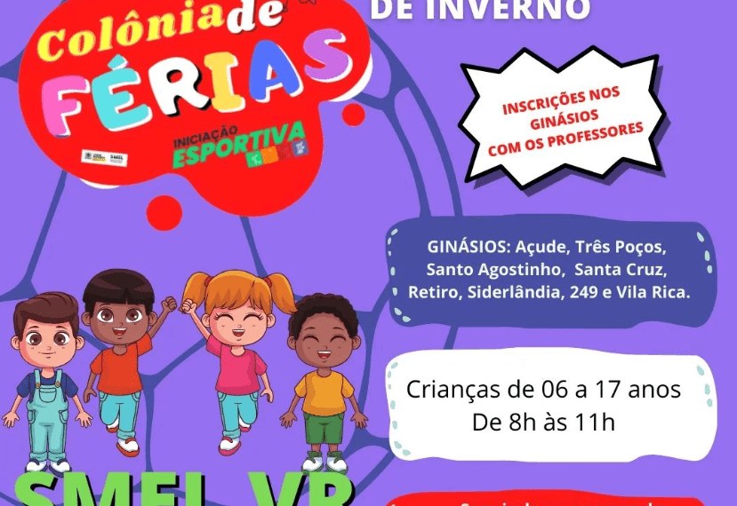 Secretaria de Esporte e Lazer abre inscrições para colônia de férias de inverno
