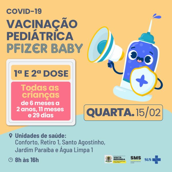 Volta Redonda retoma a vacinação contra Covid-19 para crianças de 6 meses a 4 anos nesta quarta-feira