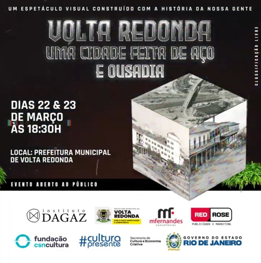 Prefeitura de Volta Redonda recebe projeção de vídeo mapping nesta quarta e quinta-feira