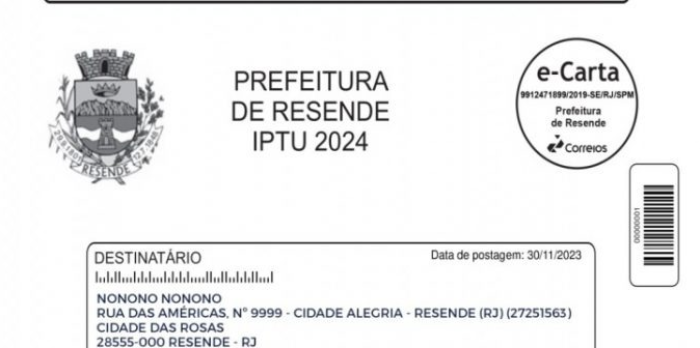 CONTRIBUINTES DE RESENDE TÊM ATÉ QUINTA-FEIRA, DIA 29, PARA QUITAR O IPTU COM DESCONTO 