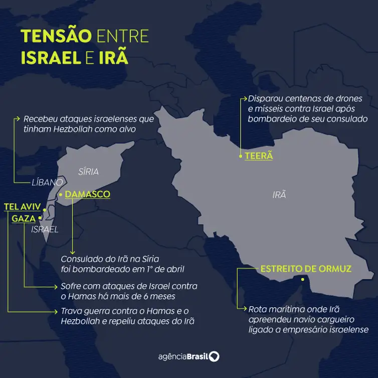 Rio de Janeiro (RJ) 14/04/2024 - Arte Mapa Israel x Irã
Arte EBC