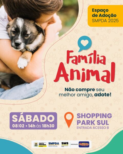Prefeitura de Volta Redonda promove primeiro espaço de adoção ‘Família Animal’ de 2025