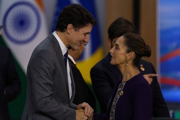 Tomaz Silva/Agência Brasil Rio de Janeiro (RJ), 18/11/2024 – O primeiro-ministro do Canadá, Justin Trudeau e a presidente do México, Claudia Sheinbaum
durante abertura do G20, no MAM, na zona central da capital fluminense. Foto: Tomaz Silva/Agência Brasil