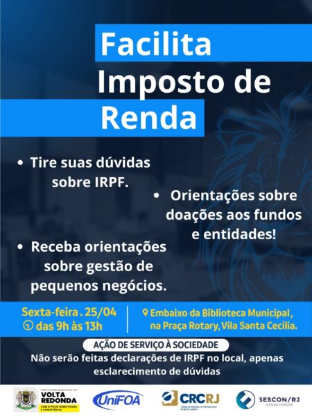 Volta Redonda sedia evento para tirar dúvidas sobre Imposto de Renda