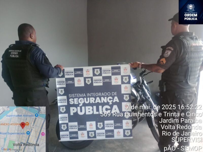 Sistema Integrado de Segurança prende homem e apreende moto clonada, drogas e pistola em Volta Redonda