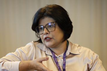 Rio de Janeiro (RJ), 07/05/2025 –A coordenadora de Desenvolvimento e Produção de Produtos RNA de Bio-Manguinhos/Fiocruz, Patrícia Neves, participa do 9º Simpósio Internacional de Imunobiológicos. Foto: Fernando Frazão/Agência Brasil