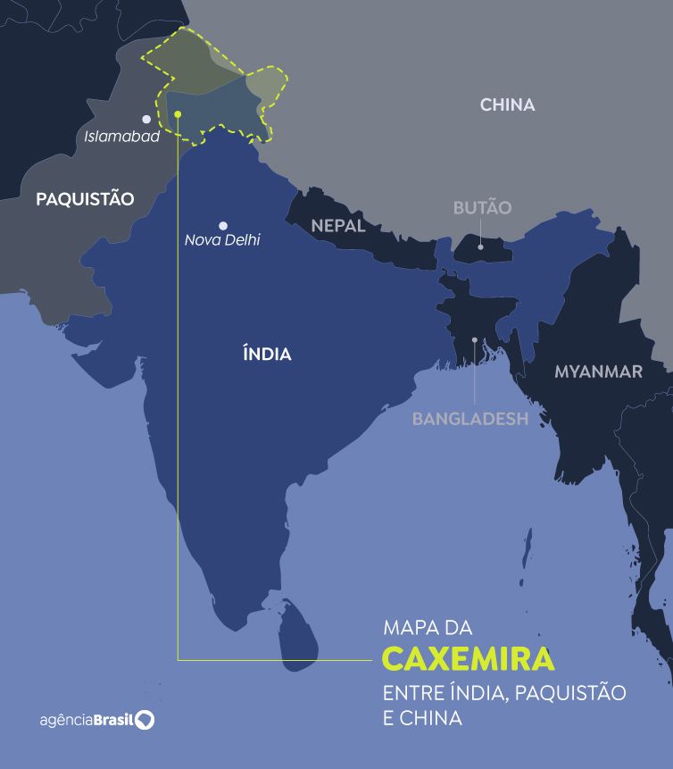 Brasília (DF), 16/05/2025 - Arte para a matéria da região da Caxemira. Arte/Agência Brasil