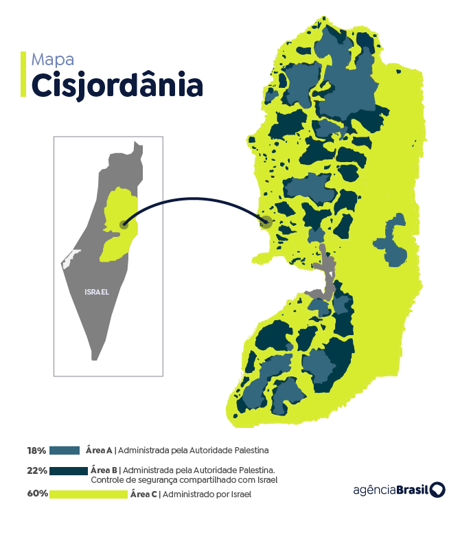Arte/Agência Brasil mapa Cisjordânia