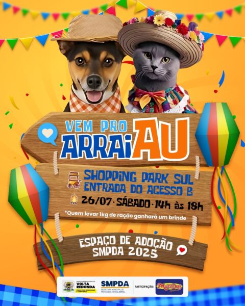 Volta Redonda promove edição especial do espaço de adoção ‘Família Animal’ em clima de festa junina