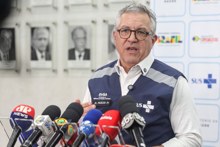 Brasília (DF), 06/10/2025 – O ministro da saúde, Alexandre Padilha, durante entrevista coletiva onde faz um balanço e apresenta novas medidas sobre a intoxicação por metanol no país.
Foto: Valter Campanato/Agência Brasil