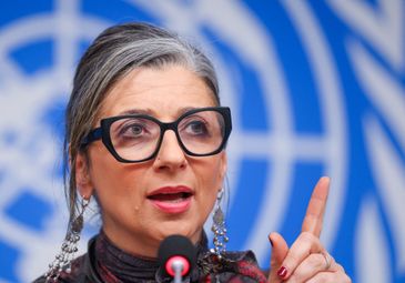 REUTERS/Denis Balibouse/Proibida reprodução Francesca Albanese, UN special rapporteur on human rights in the Palestinian territories, attends a news conference during the Human Rights Council at the United Nations in Geneva, Switzerland, March 24, 2026. REUTERS/Denis Balibouse