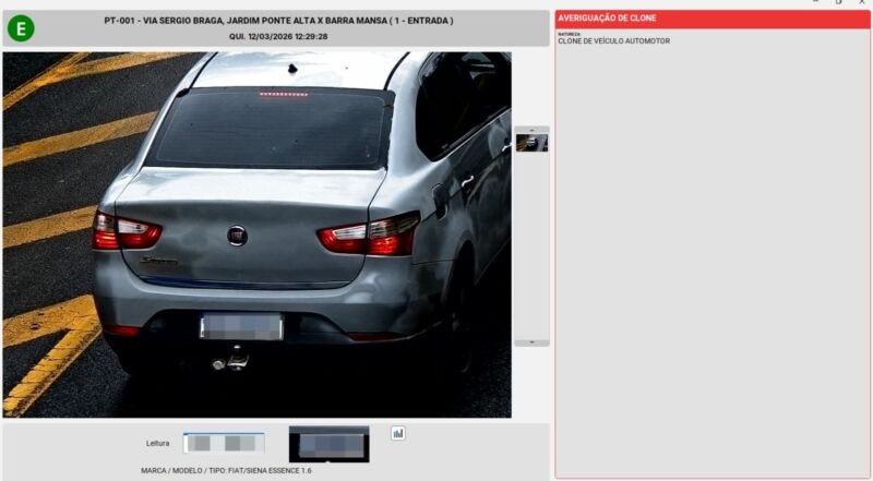Câmeras da Ordem Pública ajudam forças de segurança a apreenderem carro com indícios de clonagem em Volta Redonda