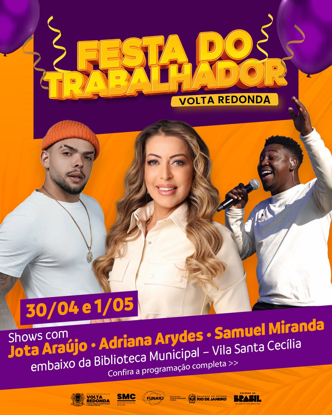 Festa do Trabalhador em Volta Redonda terá shows na Vila Santa Cecília