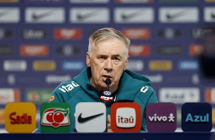 Rafael Ribeiro/CBF Carlo Ancelotti anuncia escalação da seleção brasileira para amistoso contra Panamá, em 30/05/2026