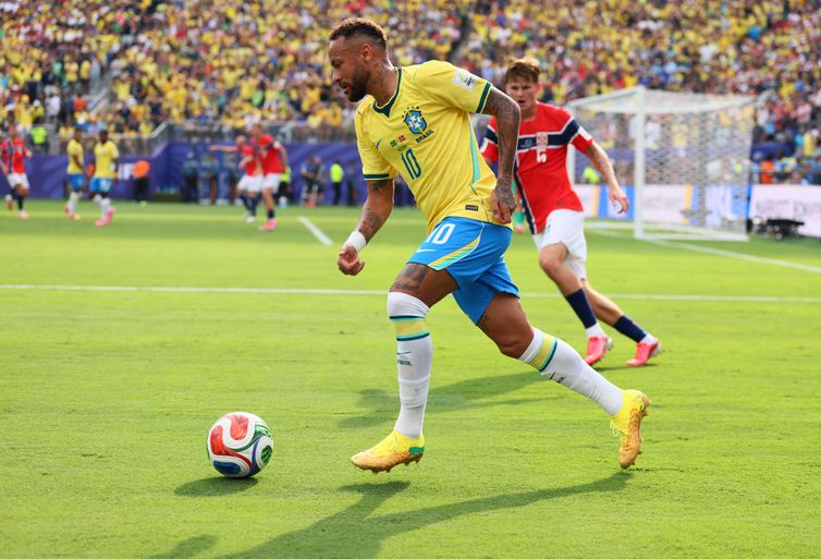 Reuters/Caean Couto/Arquivo/Proibida reprodução Soccer Football - FIFA World Cup 2026 - Round of 16 - Brazil v Norway - New York New Jersey Stadium, East Rutherford, New Jersey, U.S. - July 5, 2026 Brazil's Neymar in action IMAGN IMAGES via Reuters/Caean Couto