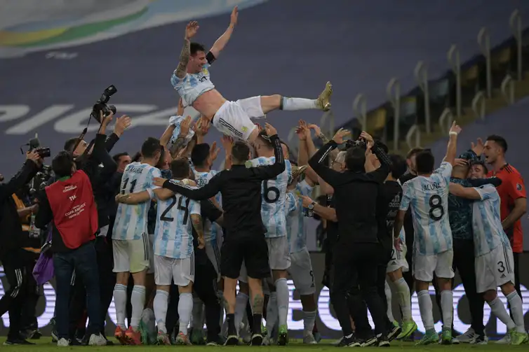 Copa América/Divulgação Argentina comemora vitória no Maracanã
