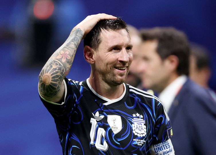 Reuters/Brett Davis/Proibida reprodução Lionel Messi, da Argentina, comemora após a partida
15 de julho de 2026 IMAGN IMAGES via Reuters/Brett Davis