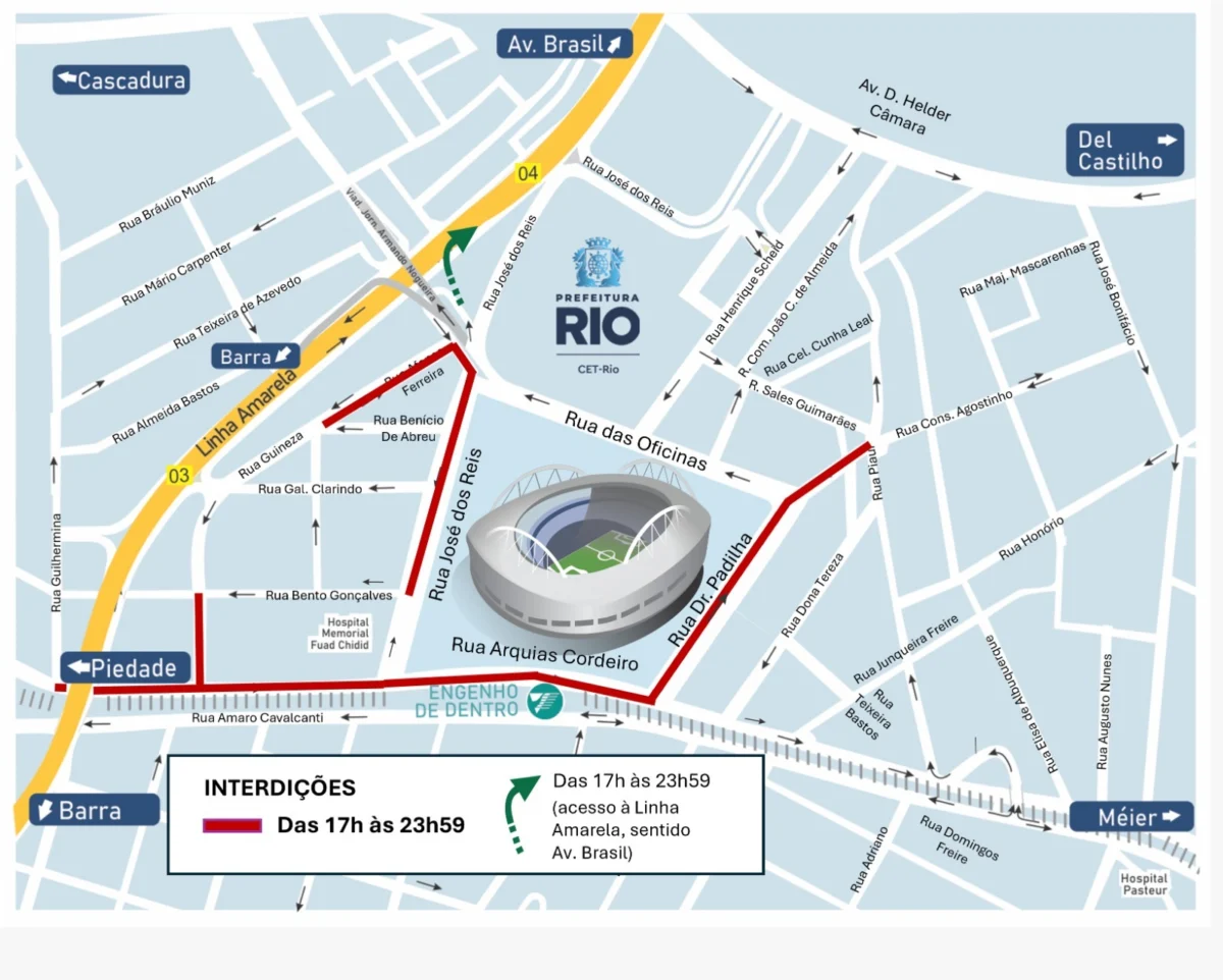 CET-Rio implanta operação de trânsito para Vasco e Flamengo, no Estádio Nilton Santos