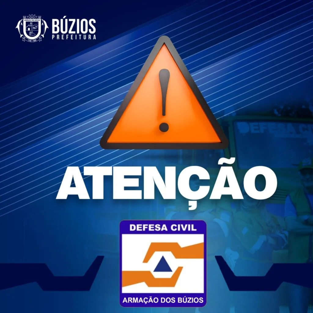 Defesa Civil de Búzios alerta para previsão de chuva e ventos fortes até segunda-feira
