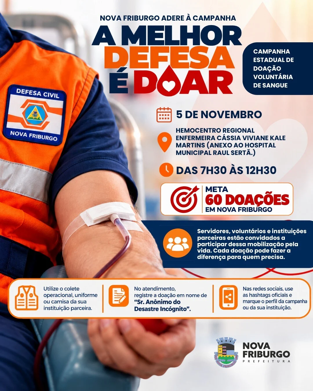 Nova Friburgo adere à campanha “a Melhor Defesa é Doar”