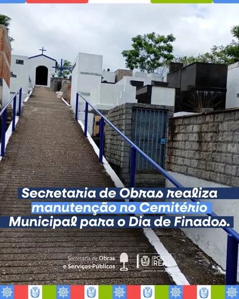 Secretaria de Obras realiza serviços de conservação no Cemitério Municipal preparando para receber visitantes no Dia de Finados